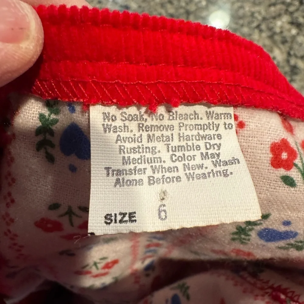 OshKosh B’Gosh Red Corduroy Overalls Size 6 Vintage NWT Lined USA Made